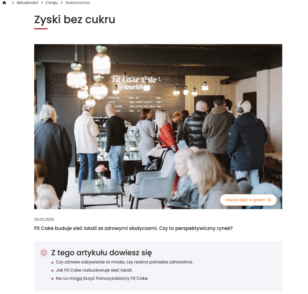 fit cake zyski bez cukru franczyza